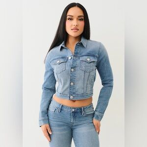 🆕 True Religion Jessie Crop Trucker Jacket Size XL